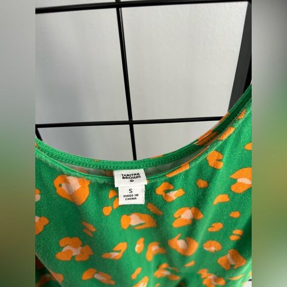 Tabitha Brown x Target Vibrant Green Sleeveless Dress w/Orange Cheetah Print EUC - Picture 4 of 7